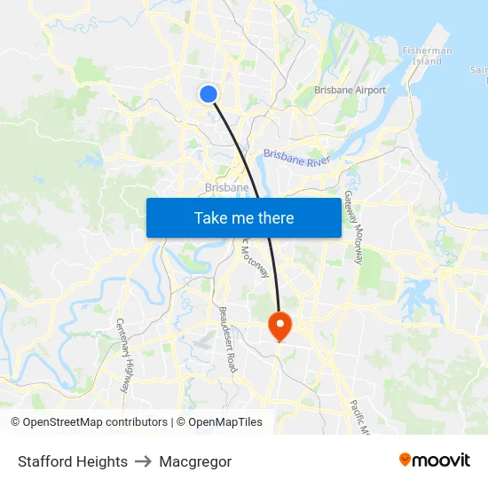 Stafford Heights to Macgregor map