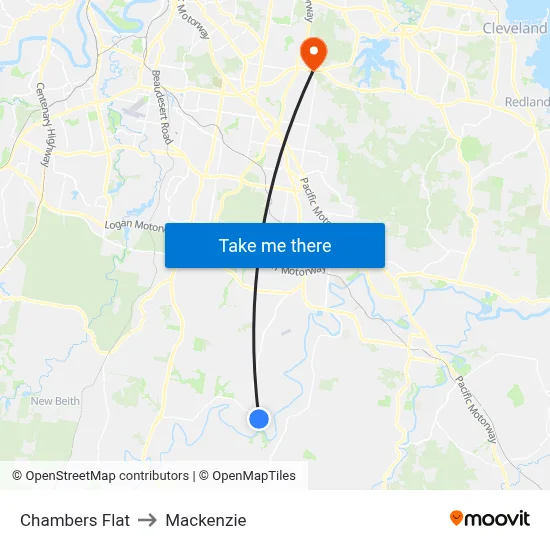 Chambers Flat to Mackenzie map