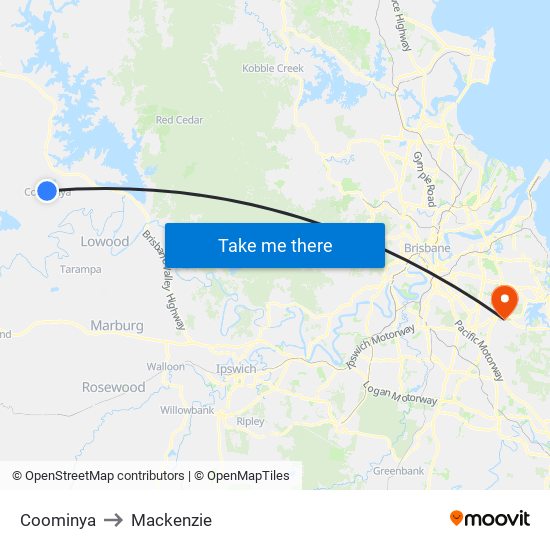 Coominya to Mackenzie, Brisbane with public transportation