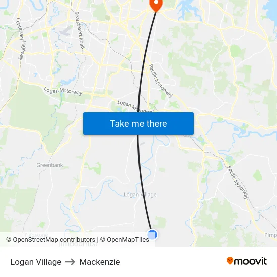 Logan Village to Mackenzie map