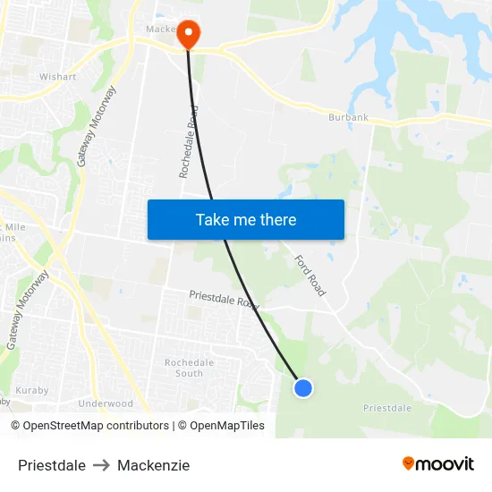 Priestdale to Mackenzie map