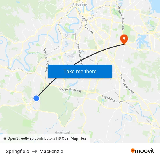 Springfield to Mackenzie map