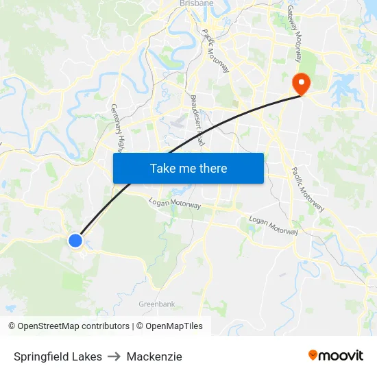 Springfield Lakes to Mackenzie map
