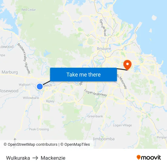 Wulkuraka to Mackenzie map
