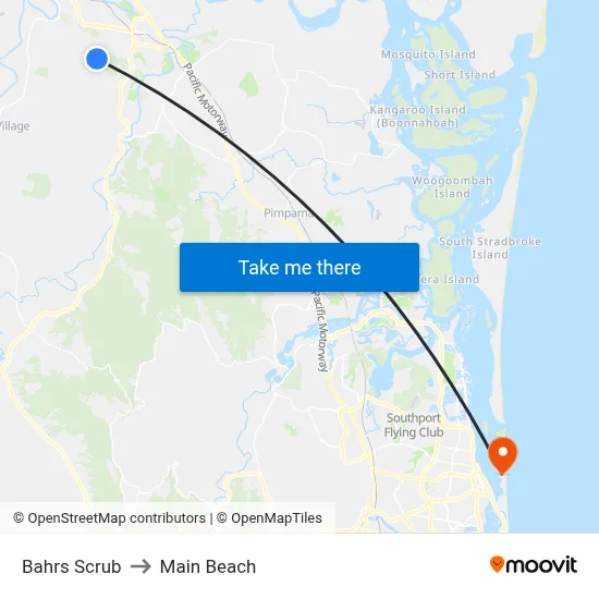 Bahrs Scrub to Main Beach map