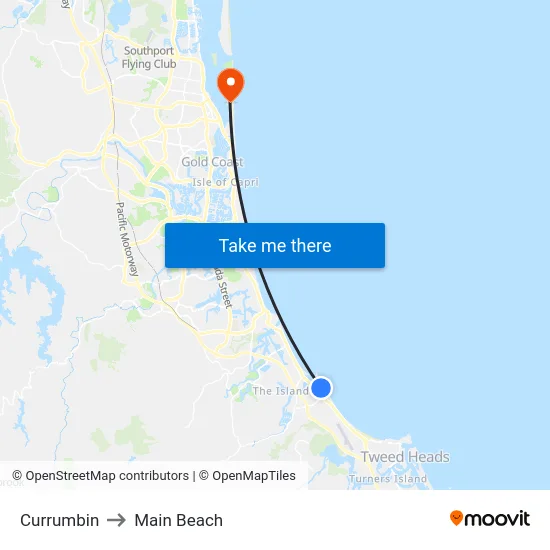 Currumbin to Main Beach map