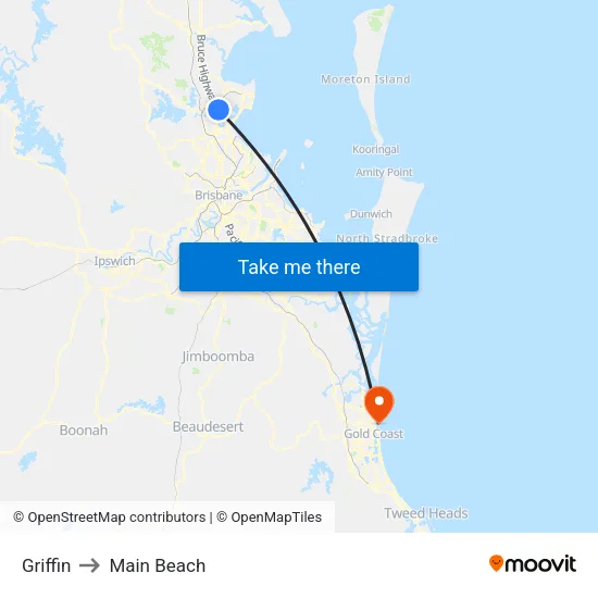 Griffin to Main Beach map