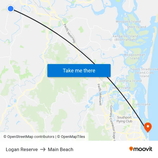 Logan Reserve to Main Beach map