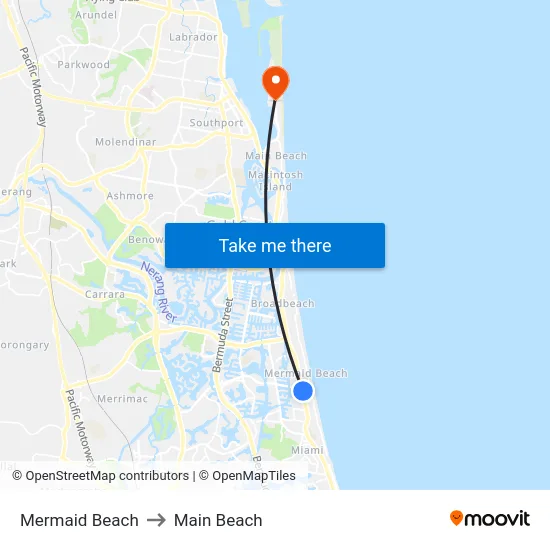 Mermaid Beach to Main Beach map