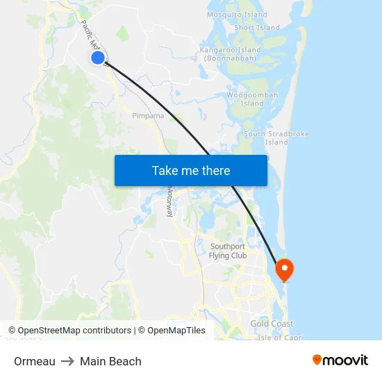 Ormeau to Main Beach map