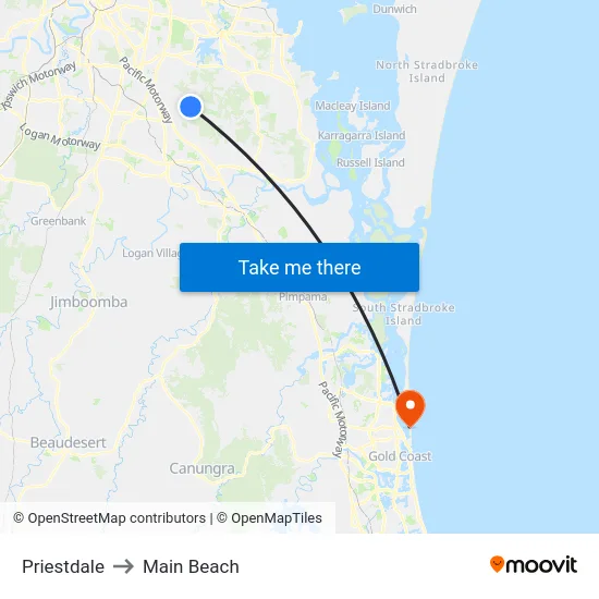 Priestdale to Main Beach map