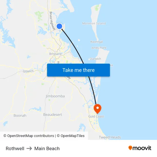 Rothwell to Main Beach map