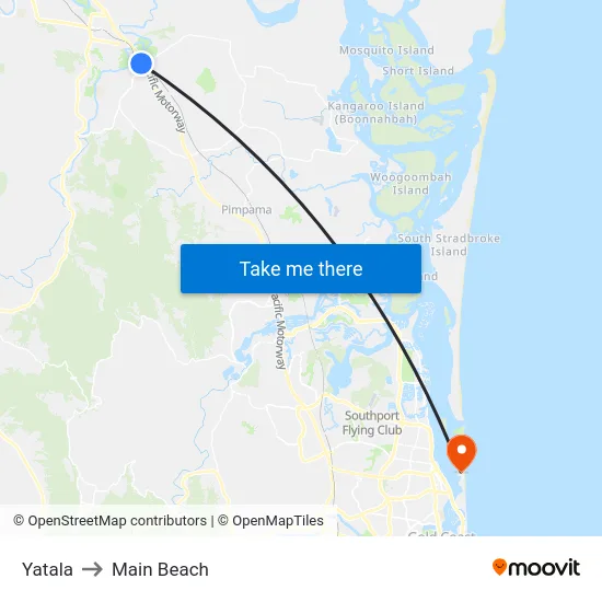Yatala to Main Beach map