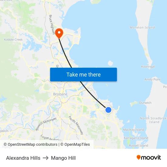 Alexandra Hills to Mango Hill map