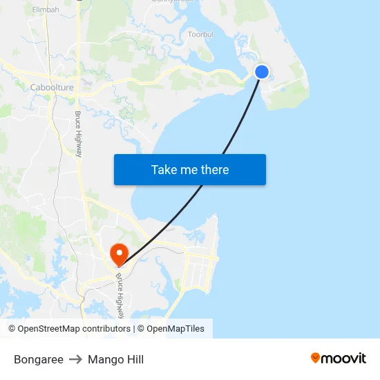 Bongaree to Mango Hill map