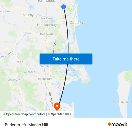 Buderim to Mango Hill map