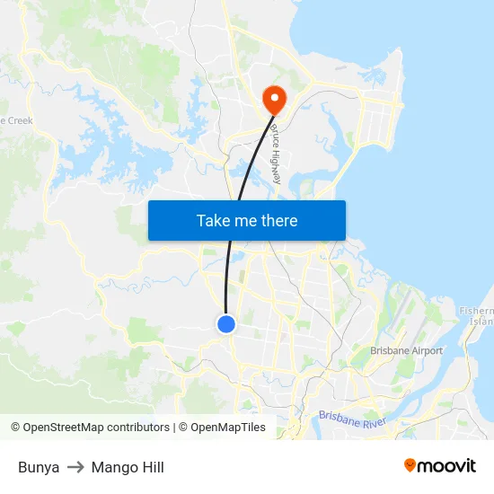 Bunya to Mango Hill map