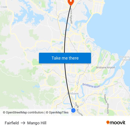 Fairfield to Mango Hill map