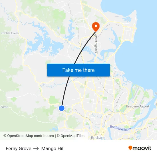 Ferny Grove to Mango Hill map