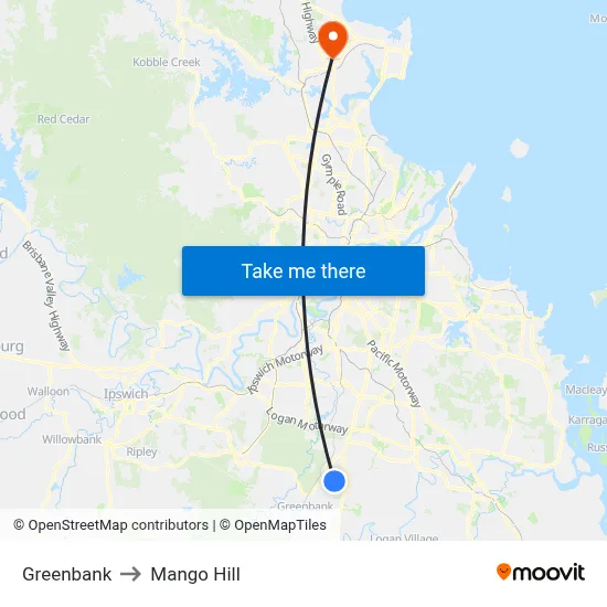 Greenbank to Mango Hill map