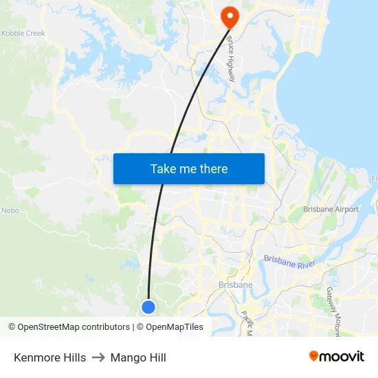 Kenmore Hills to Mango Hill map