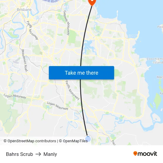 Bahrs Scrub to Manly map