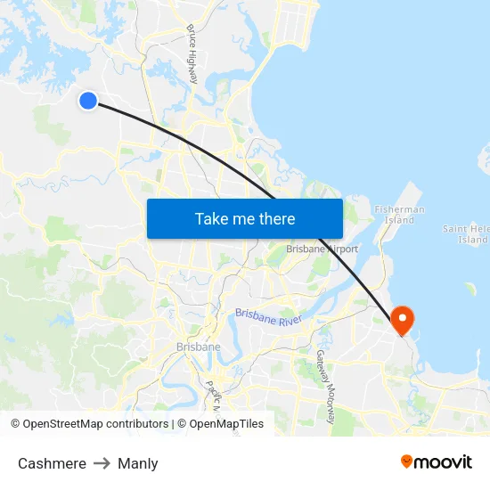 Cashmere to Manly map