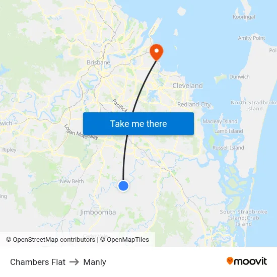 Chambers Flat to Manly map