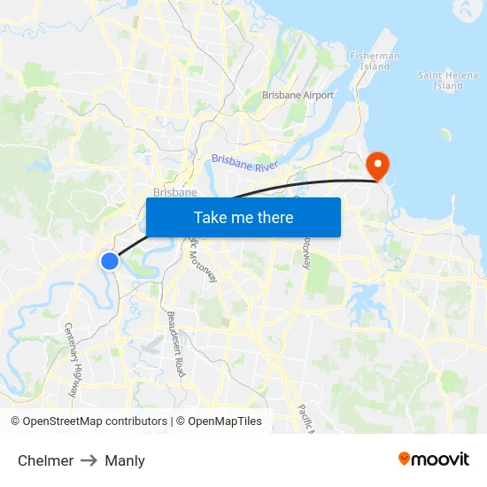 Chelmer to Manly map