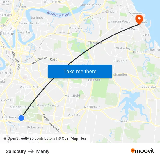 Salisbury to Manly map