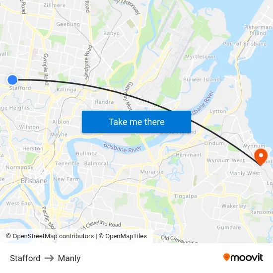 Stafford to Manly map
