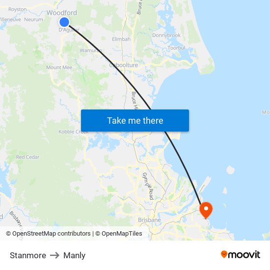 Stanmore to Manly map