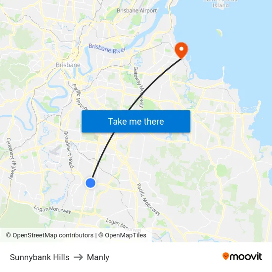 Sunnybank Hills to Manly map