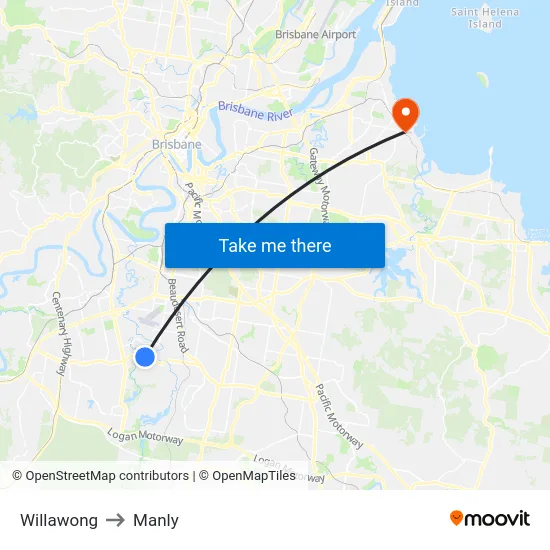 Willawong to Manly map