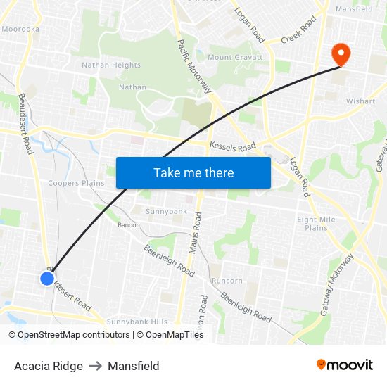 Acacia Ridge to Mansfield map