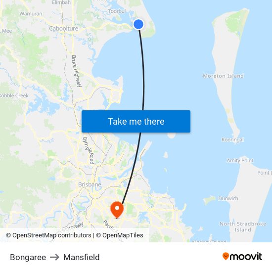 Bongaree to Mansfield map