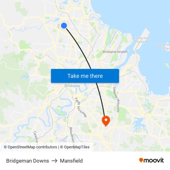 Bridgeman Downs to Mansfield map