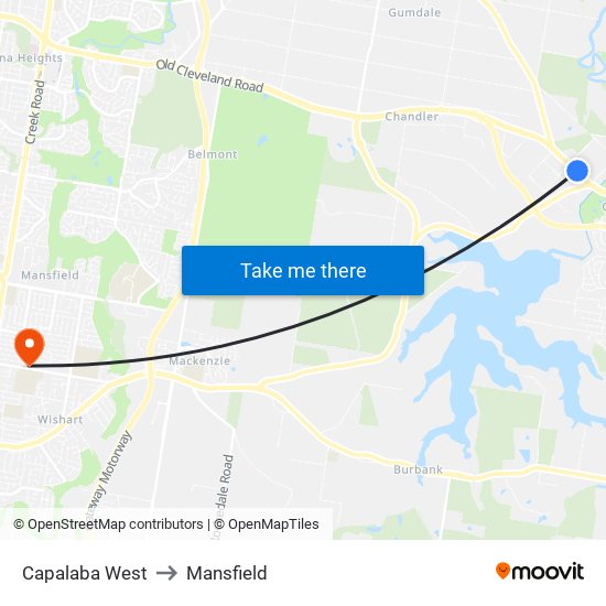 Capalaba West to Mansfield map