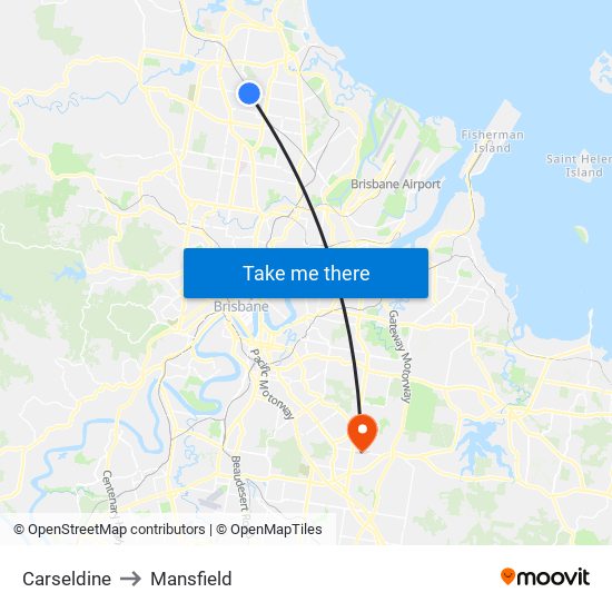 Carseldine to Mansfield map