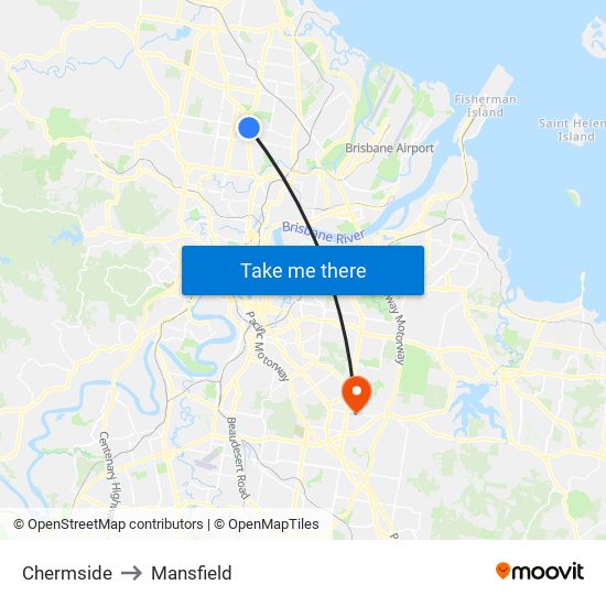Chermside to Mansfield map