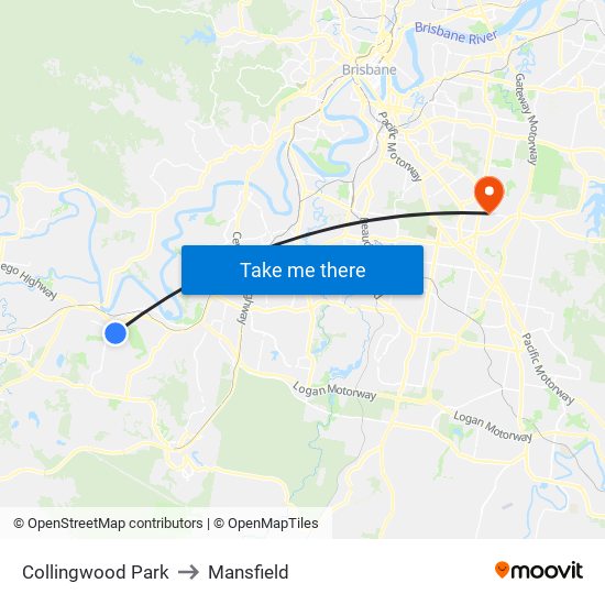 Collingwood Park to Mansfield map