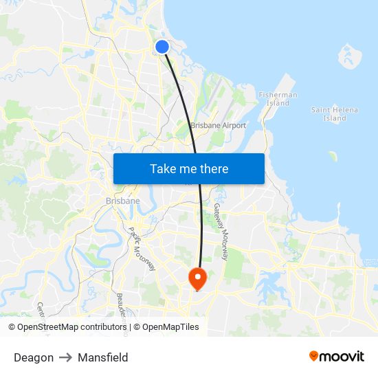 Deagon to Mansfield map