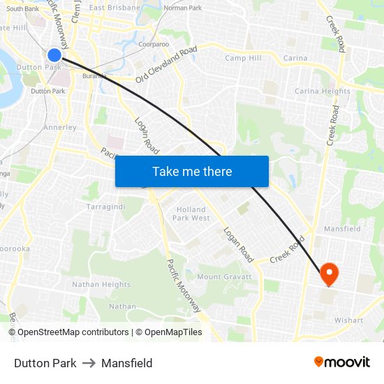 Dutton Park to Mansfield map