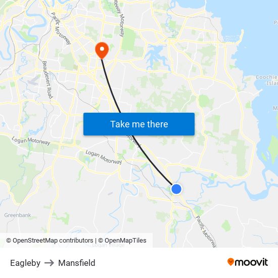 Eagleby to Mansfield map