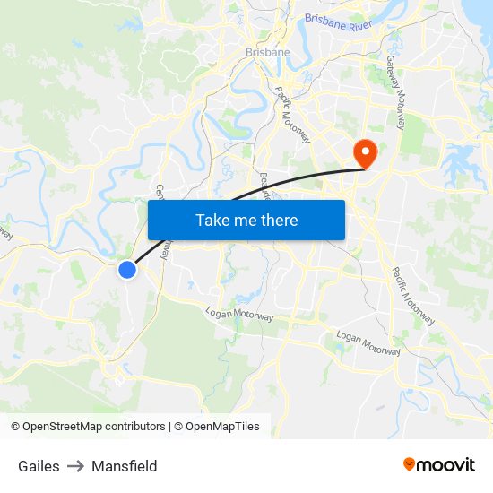 Gailes to Mansfield map