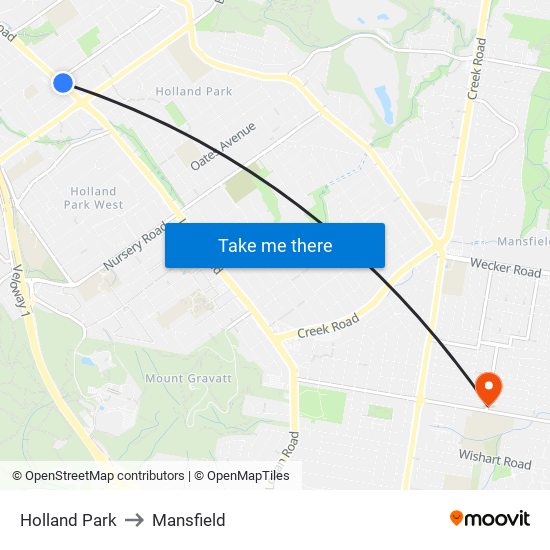 Holland Park to Mansfield map
