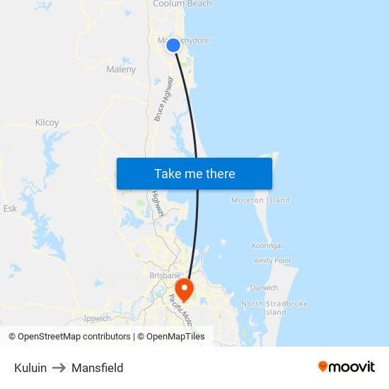 Kuluin to Mansfield map