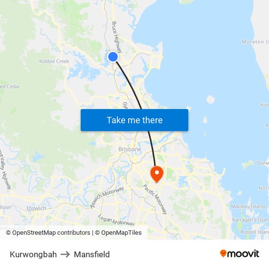 Kurwongbah to Mansfield map