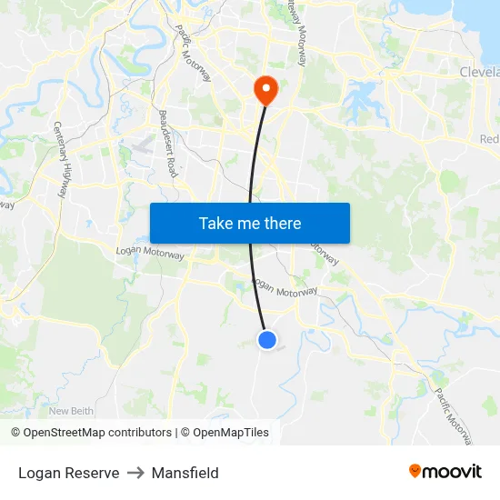 Logan Reserve to Mansfield map
