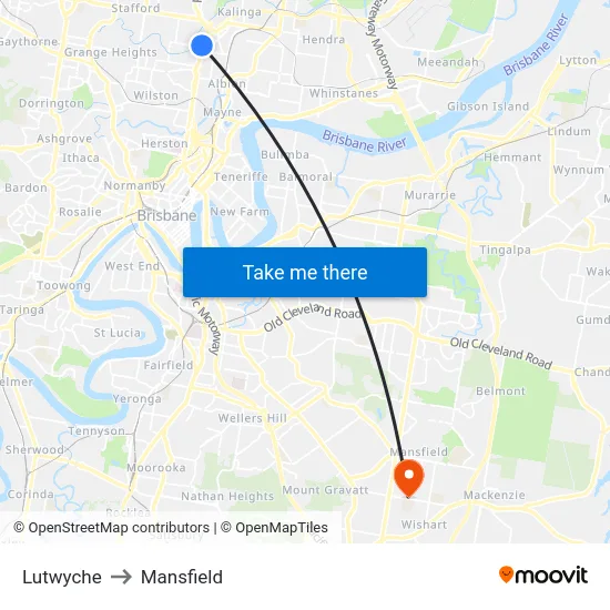 Lutwyche to Mansfield map